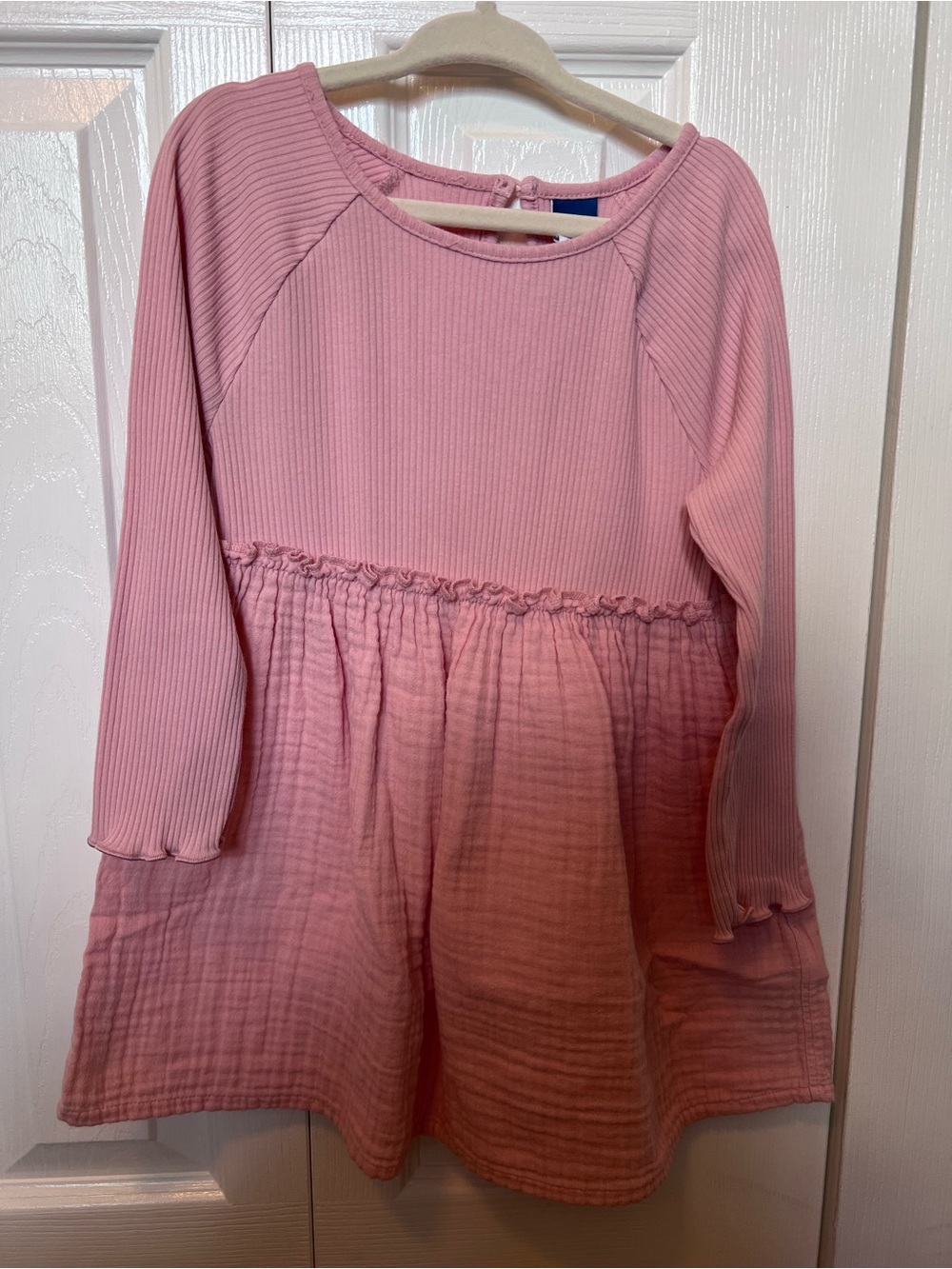 Girls' Pink Long-Sleeve Ruffle Waist Dress - Size 3T